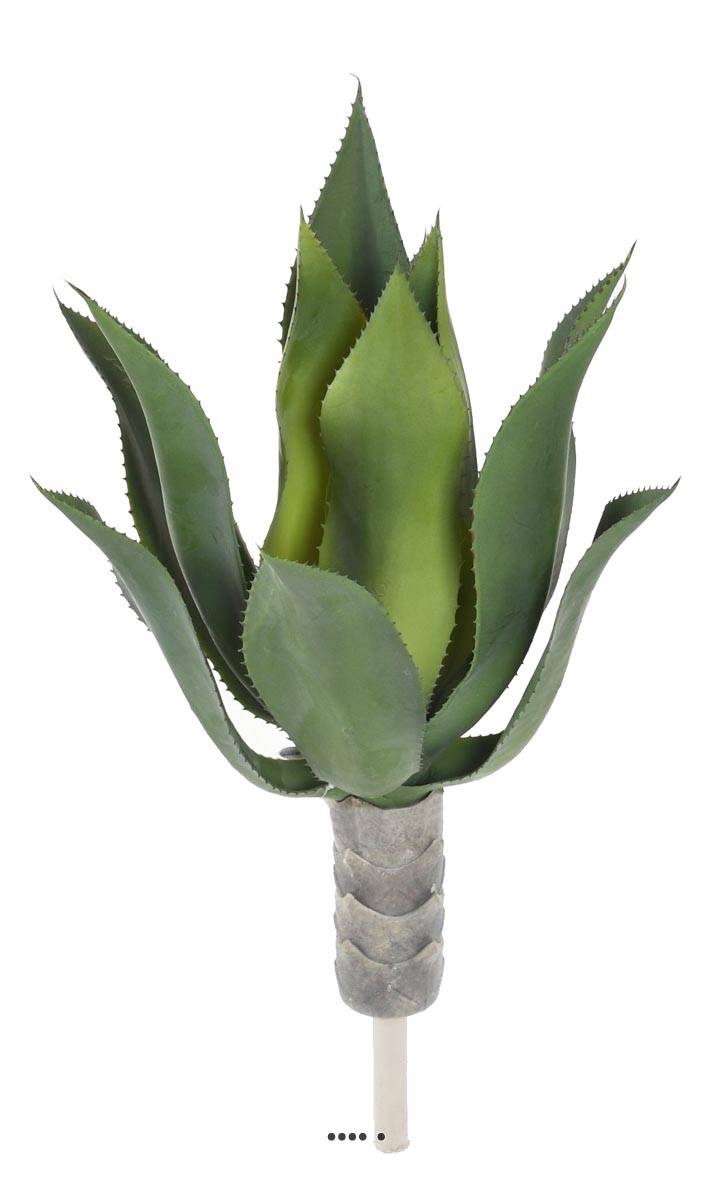 Centre De Table Avec 3 Aloe Vera Artificielles – Hauteur 17 Cm – Pot En MDF Et Pierres Naturelles – Décoration Intérieure Verte