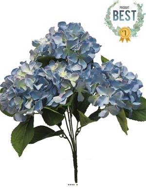 Bouquet d’Hortensia artificiel en branche, H 45 cm Bleu royal - BEST
