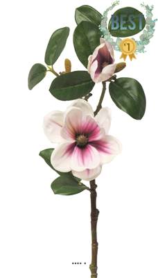 Magnolia du Japon artificiel en tige, H 51 cm Pourpre-blanc - BEST