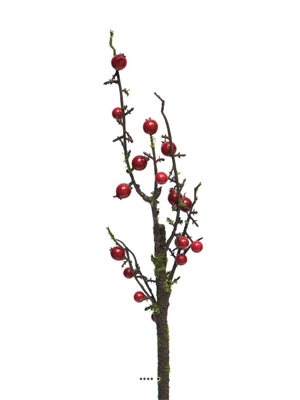 Branche de baies rouges artificielles H 50 cm avec mousse, superbe
