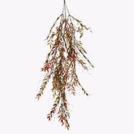 Chute de feuilles de thé artificielles L85 cm vert-rouge