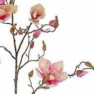 Branche de magnolia artificiel 4 fleurs 22 boutons H 107 cm Rose pâle