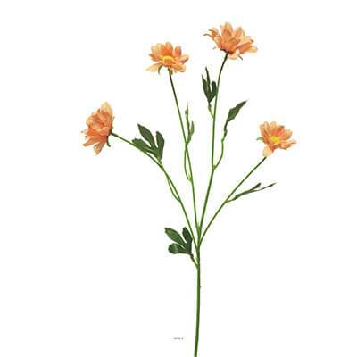 Marguerite artificielle en tige H 60 cm 4 têtes Rose saumon