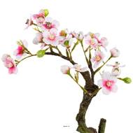Bonsaï Prunus du japon Artificiel en pot H 27 cm Rose soutenu