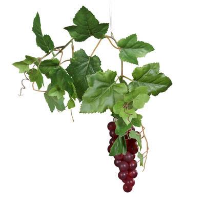 Grappe de raisin Bourgogne artificiel L 15 cm avec feuillage vigne Lg 45 cm