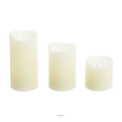 Lot de 3 bougies cylindriques ivoire en cire – D 5 cm