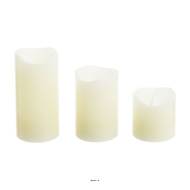 Lot de 3 bougies cylindriques ivoire en cire – D 5 cm