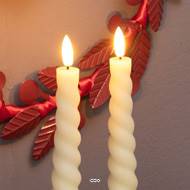 Lot de 2 Bougies Cylindriques Cire Ivoire 3DF en Spirale Torsadées - D 2,3 cm H 23 cm