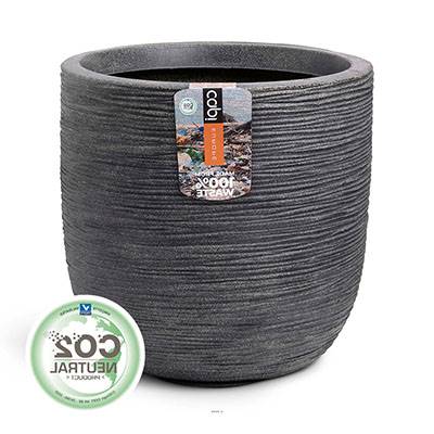 Pot eggpot élégant en matière synthétique recyclable  H 34 cm D35 cm Gris anthracite