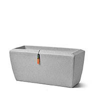 Jardinière rectangle granite en plastique moderne L90xH40xl40 cm Gris clair