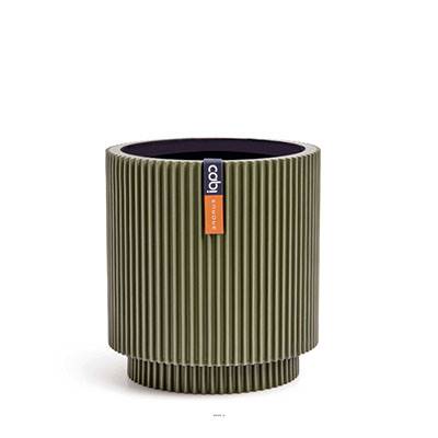 Vase cylindre Groove plastique H 9 x D 8 cm Vert