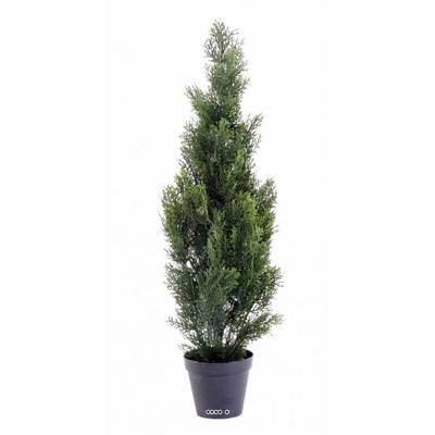 Cyprès artificiel en pot anti-UV pour extérieur  H 90 cm Vert