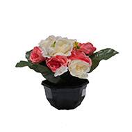 Fleurs artificielles cimetière roses et mini fleurs en pot D 30 cm Rose pâle