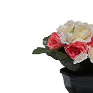 Fleurs artificielles cimetière roses et mini fleurs en pot D 30 cm Rose pâle