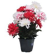 Pot fleurs artificielles pour le cimetière chrysanthèmes Rouge