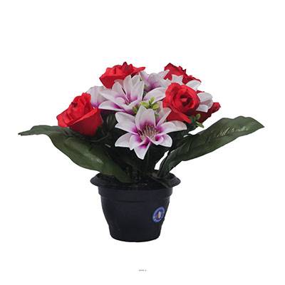 Pot fleurs artificielles pour le cimetière roses et lys Rouge