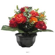 Vasque De Chrysanthème, Rose et Eucalyptus pour la toussaint Rouge-orange