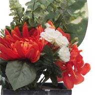 jardinièrre pot beton Chrysanthème, Hortensia, Dahlia et eucalyptus Orange