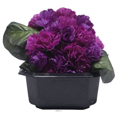 Bac carré fleurs artificielles œillets Pourpre pour la Toussaint