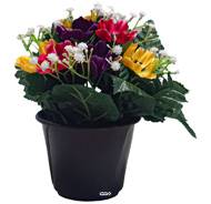 Pot de fleurs artificielles pour le cimetière H 22 cm D 18 cm Multicouleur
