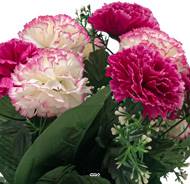 Vasque d'Oeillets fleurs artificielles pour le cimetière H 25 cm D 27 cm Fushia