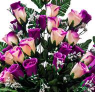 Jardinière devant de tombe fleurs artificielles pour le cimetière  H 50 cm Lg 65 cm Pourpre