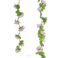 Guirlande de 45 Minis Roses artificielles Tissu L 215 cm Rose pâle