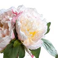 Bouquet de 3 Pivoines Rose epanouies artificielles Corde et feuillage H 26 cm