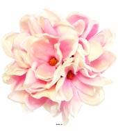 Bouquet de magnolias artificiels 7 têtes Hauteur 24 cm Rose-crème