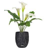 Arum calla artificiel en pot, 3 têtes de fleurs, H 40 cm Crème
