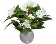 Grande Violette Africaine artificielle en pot, H 30 cm Crème