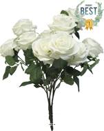Bouquet de rose Paris artificielle, 10 têtes, H42cm Blanc neige - BEST