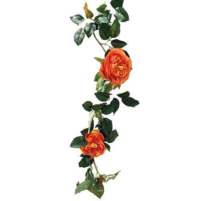 Guirlande de roses orange artificielles L 190 cm 