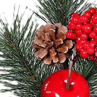 Branche de sapin artificiel H 34 cm D 22 cm avec pomme de pin, Baies et pomme