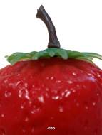 Fraise artificielle fruit factice plastique H 7 x 4.5 cm avec feuillage