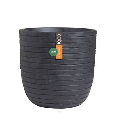 Pot Smooth en plastique eggpot effet rayé H 34 cm x D 35 cm anthracite