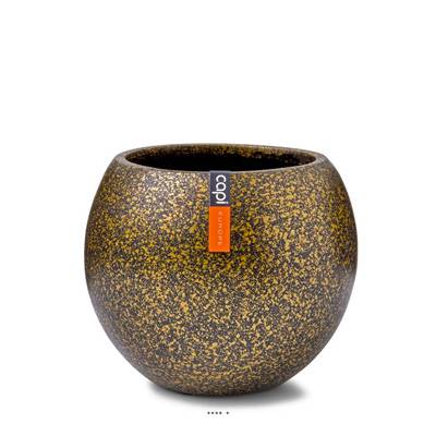 Superbe pot Terrazzo forme boule plastique H 18 x D 22 cm Doré