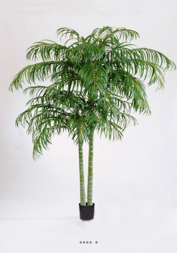Palmier Areca artificiel 2 troncs H 210 cm 1608 feuilles en pot