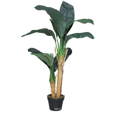 Bananier artificiel en pot 2 troncs H 120 cm