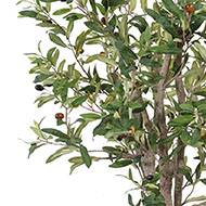 Superbe olivier artificiel tronc noueux H 120 cm en pot avec olives