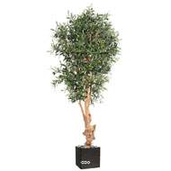 Olivier artificiel avec olives en pot tronc bois noueux H 150 cm Vert D 60 cm