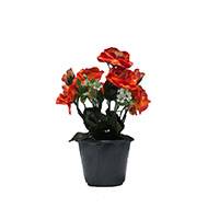 Pot composition fleurs artificielles cimetière roses et fleurettes H 24 cm L 16 cm Orange