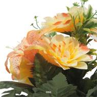 Pot pour les Tombes de Dahlias, mini fleurs et Lys artificiels pour la Toussaint Orange