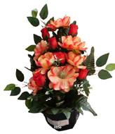 Vasque de Magnolia, bouton de rose, ficus pour la toussaint Orange