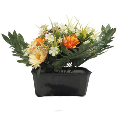 Jardinière fleurs artificielles pour les tombes gerbera et Mini fleurs Crème