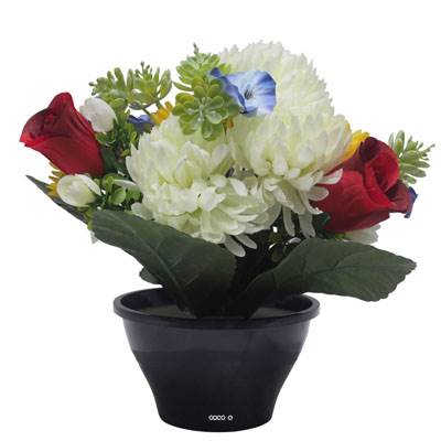 Vasque de Dahlia, Chrysantheme, mini fleurs Crème artificiels pour la toussaint