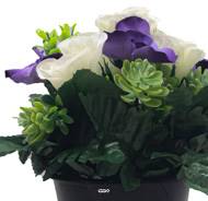 Pot de fleurs artificielles pour le cimetière H 22 cm D 18 cm Crème
