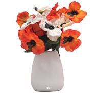 Pot céramique de fleurs artificielles Pensées pour le cimetière H 23 cm D 17 cm Orange