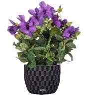 Petunia artificiel Mauve en pot H 38 cm 20 fleurs lumineux