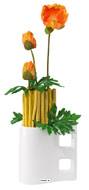Composition Coupe Pavots Artificiels vase porcelaine H 51 CM